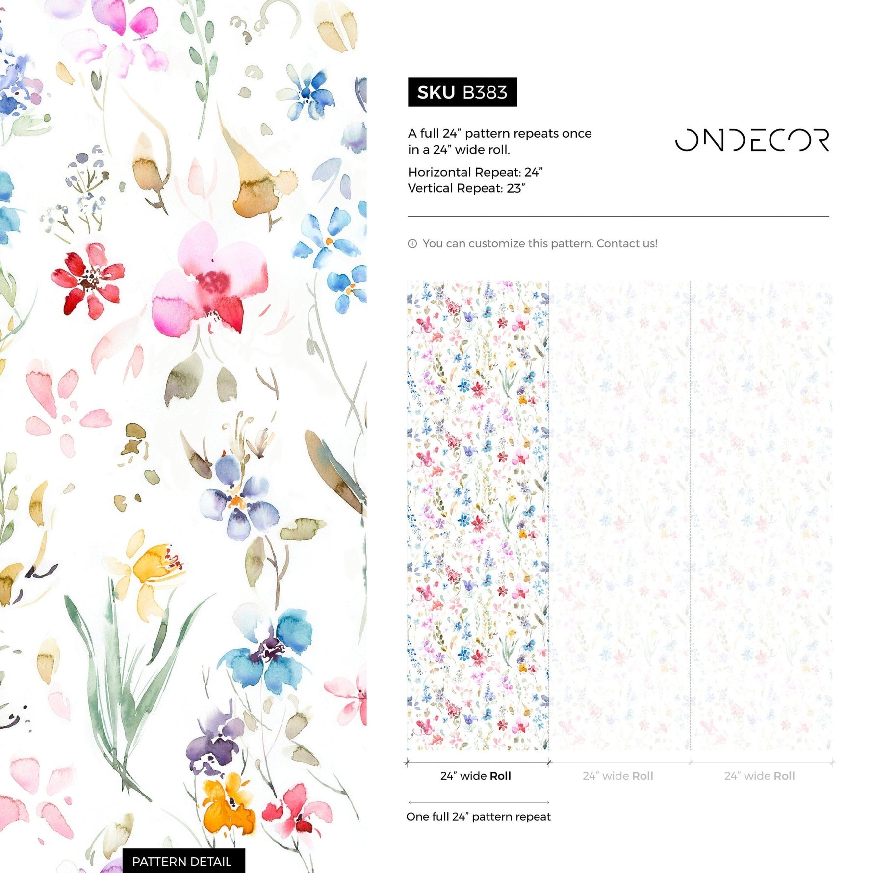 Home Decor Wallpaper Peel and Stick Wallpaper Removable Wallpaper Wall Art Wall Decor Room Decor / Floral Watercolor Wallpaper - B383 - WallTrend