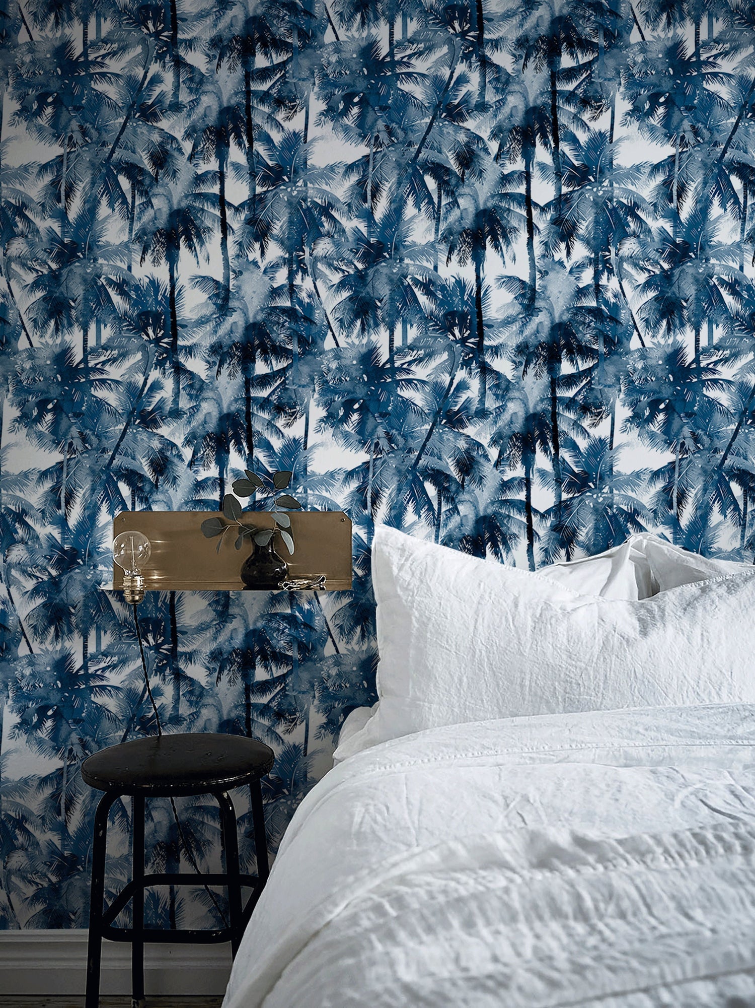 Wallpaper Peel and Stick Wallpaper Removable Wallpaper Home Decor Wall Art Wall Decor Room Decor / Blue Palm Tree Wallpaper - B133