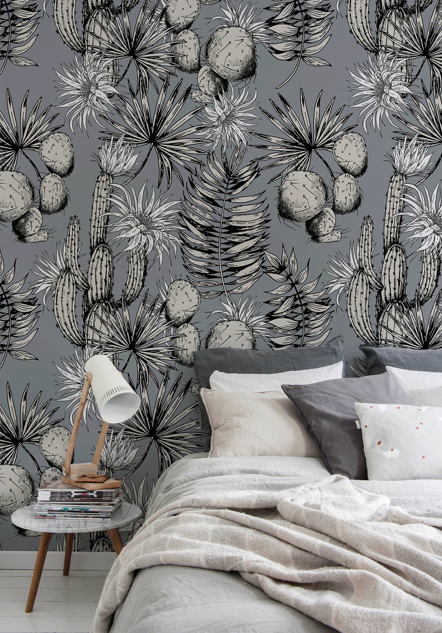 Temporary Wallpaper Vintage Wallpaper Black And White Wallpaper Wallpaper, Peel and Stick Self Adhesive Fabric Floral Wallpaper - A755