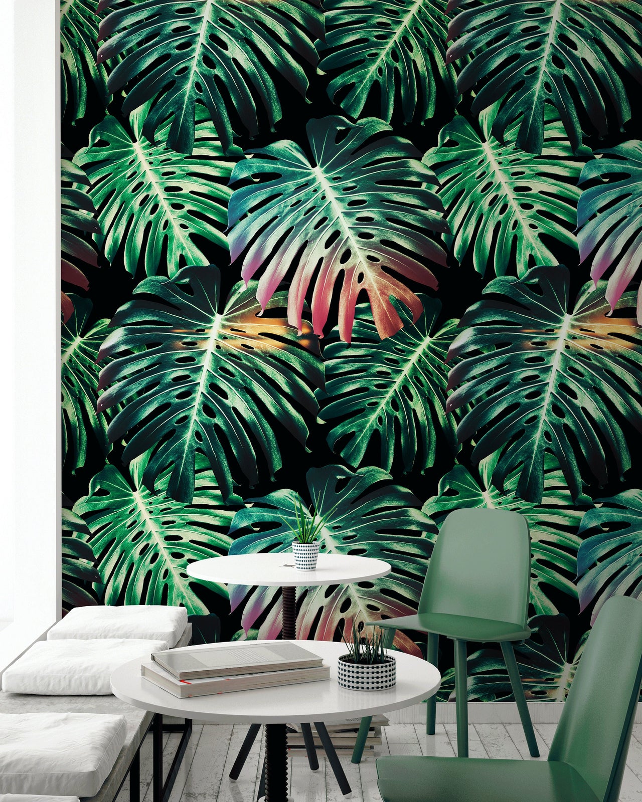 Wallpaper Peel and Stick Wallpaper Removable Wallpaper Home Decor Wall Art Wall Decor Room Decor / Tropical Monstera Leaves Wallpaper - B116