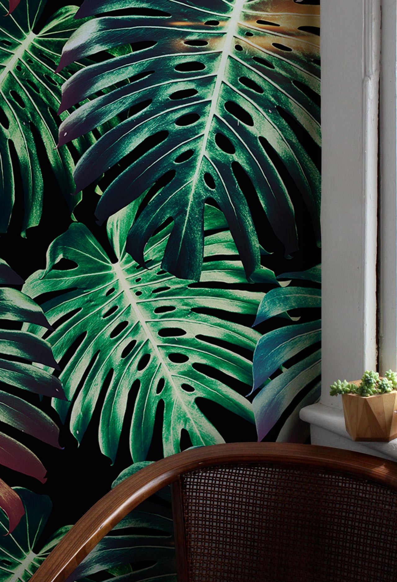 Wallpaper Peel and Stick Wallpaper Removable Wallpaper Home Decor Wall Art Wall Decor Room Decor / Tropical Monstera Leaves Wallpaper - B116