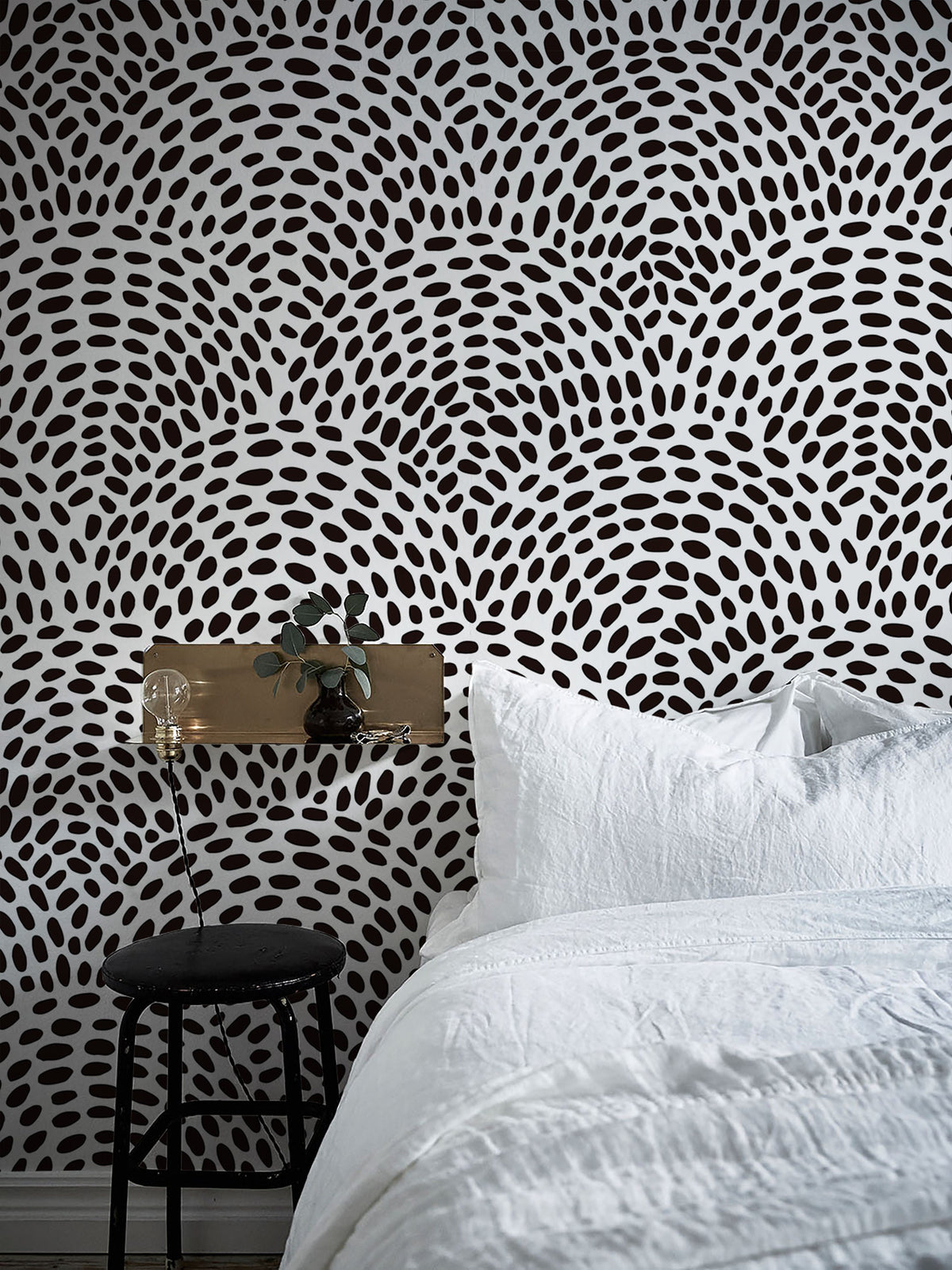 Removable Wallpaper Scandinavian Wallpaper Black Circle Dots Wallpaper Peel and Stick Wallpaper Wall Paper - B044