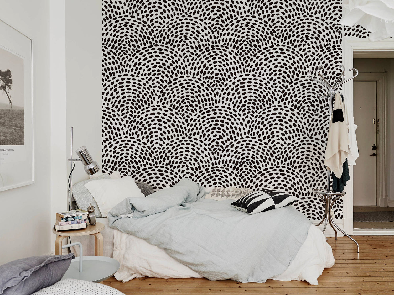 Removable Wallpaper Scandinavian Wallpaper Black Circle Dots Wallpaper Peel and Stick Wallpaper Wall Paper - B044