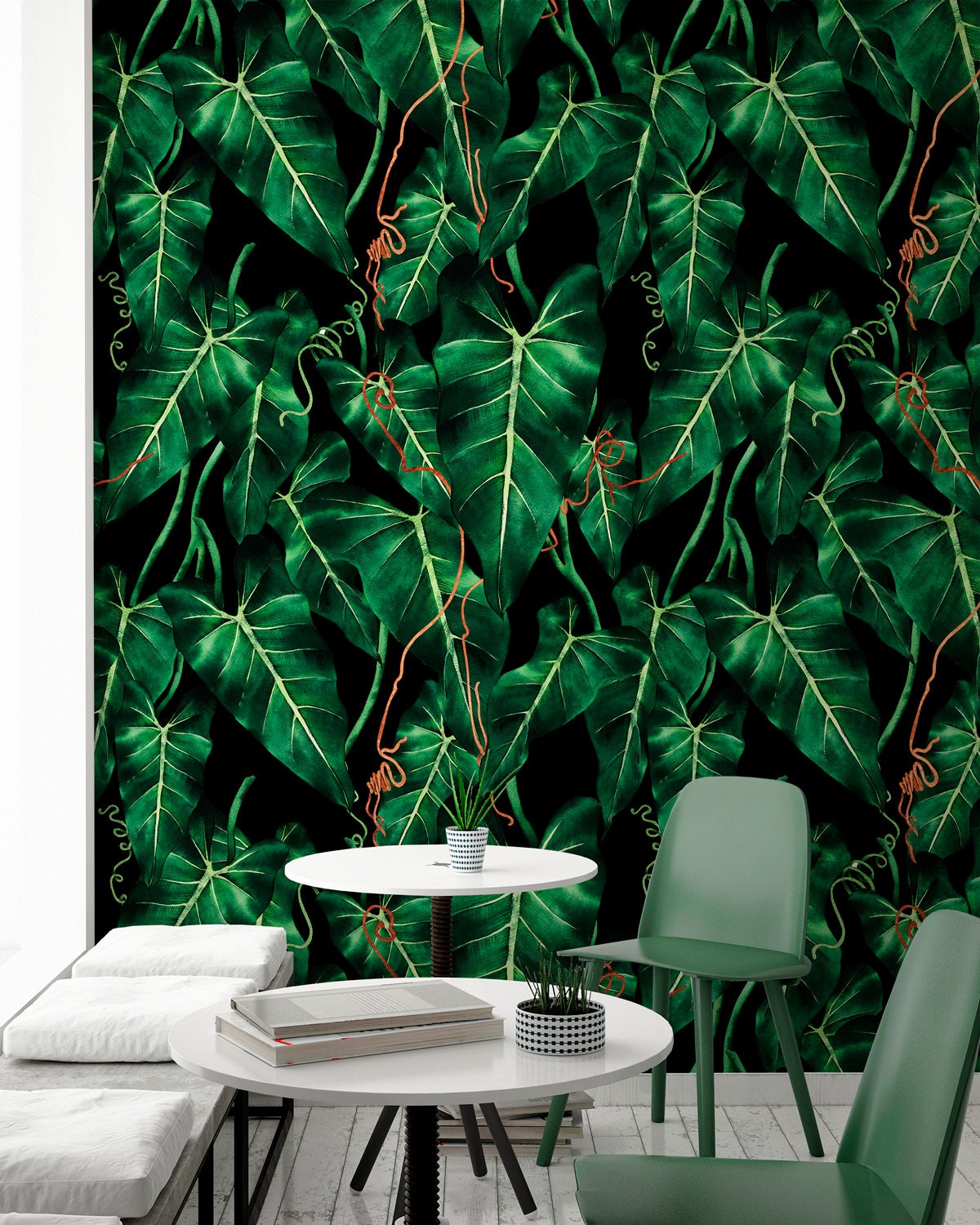 Wallpaper Peel and Stick Wallpaper Removable Wallpaper Home Decor Wall Art Wall Decor Room Decor / Green Tropical Wallpaper - B193