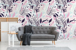 Pastel Color Leaves Removable Wallpaper Scandinavian Wallpaper Temporary Wallpaper Contemporary Wallpaper Peel and Stick Wallpaper - B188