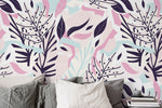 Pastel Color Leaves Removable Wallpaper Scandinavian Wallpaper Temporary Wallpaper Contemporary Wallpaper Peel and Stick Wallpaper - B188