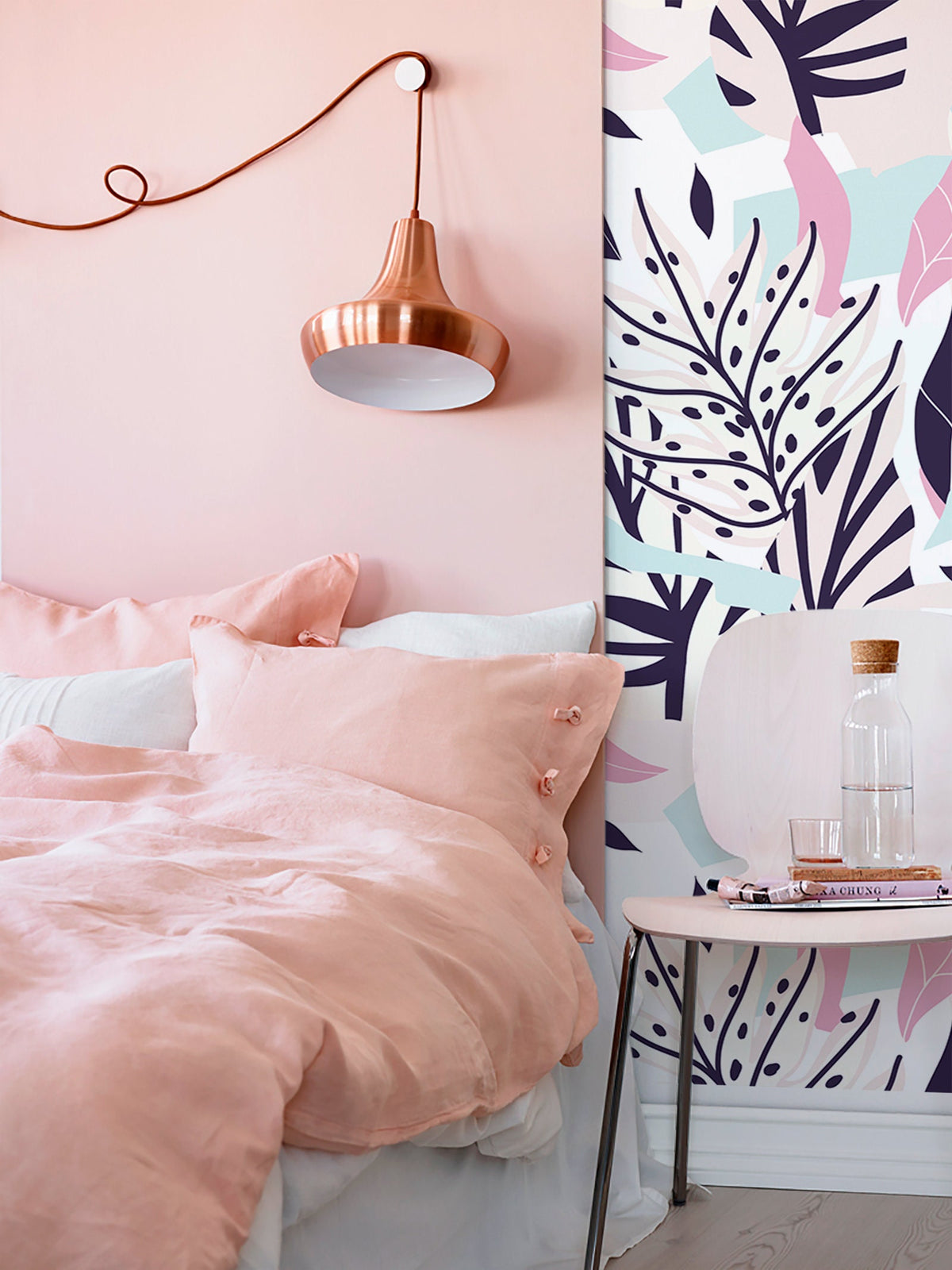 Pastel Color Leaves Removable Wallpaper Scandinavian Wallpaper Temporary Wallpaper Contemporary Wallpaper Peel and Stick Wallpaper - B188