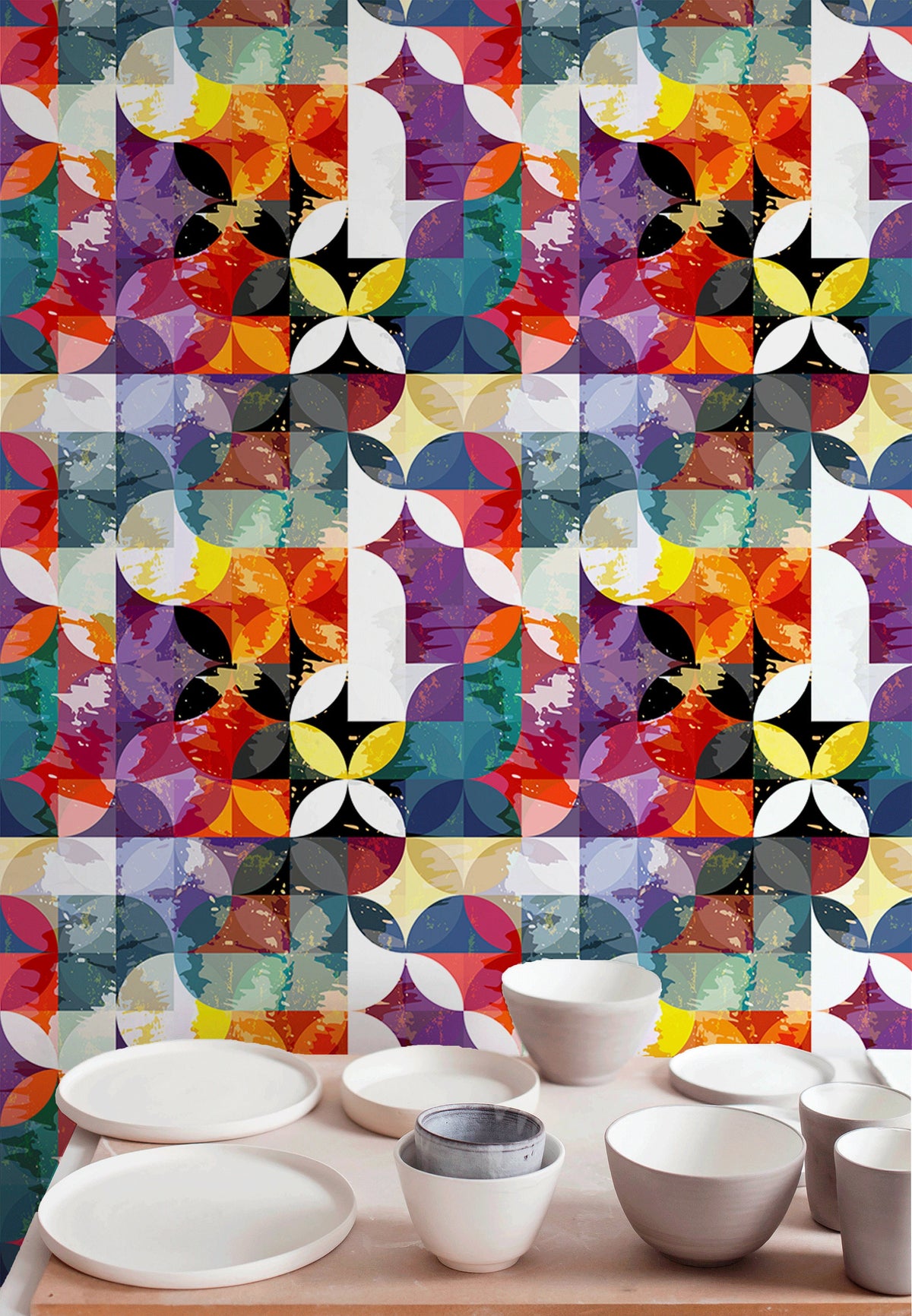 Removable Wallpaper Scandinavian Wallpaper Wallpaper Peel and Stick Wallpaper Wall Paper Colorful Geometric Wallpaper - B265