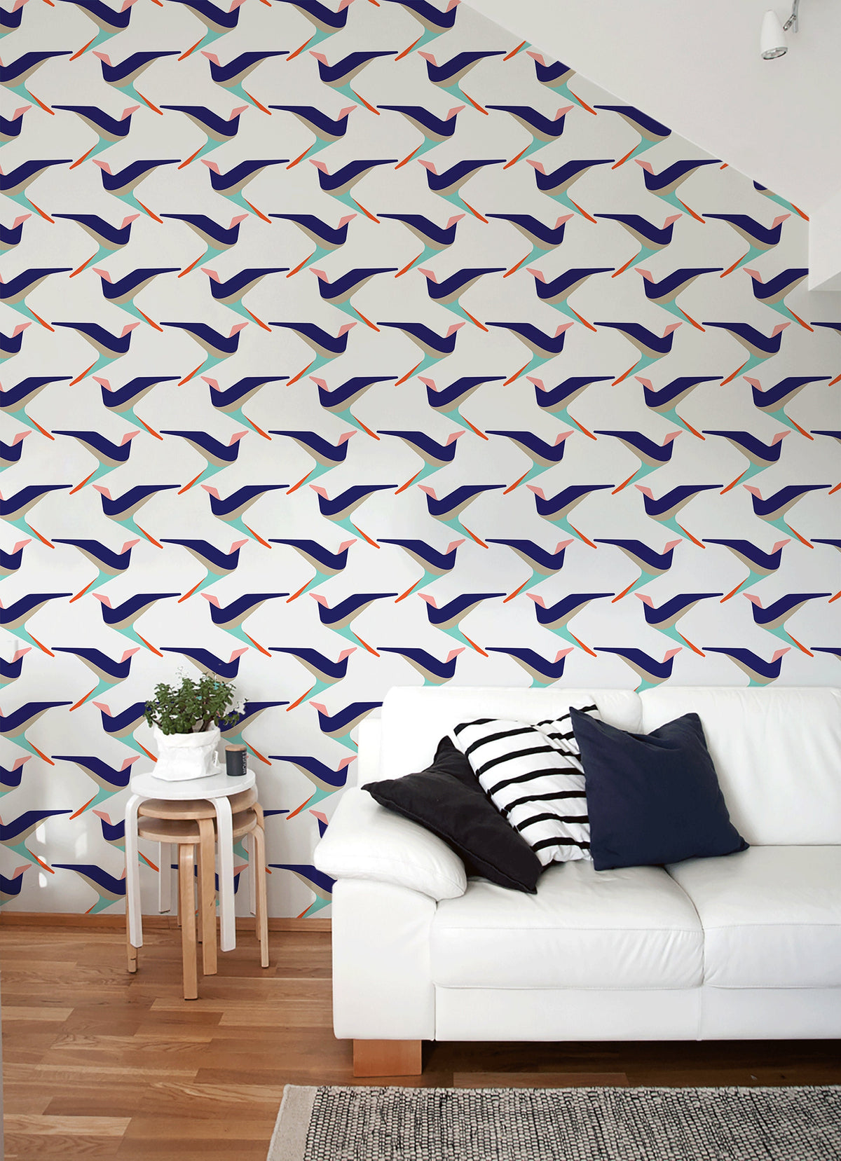 Removable Wallpaper Scandinavian Wallpaper Wallpaper Peel and Stick Wallpaper Flat Birds Wallpaper - B283