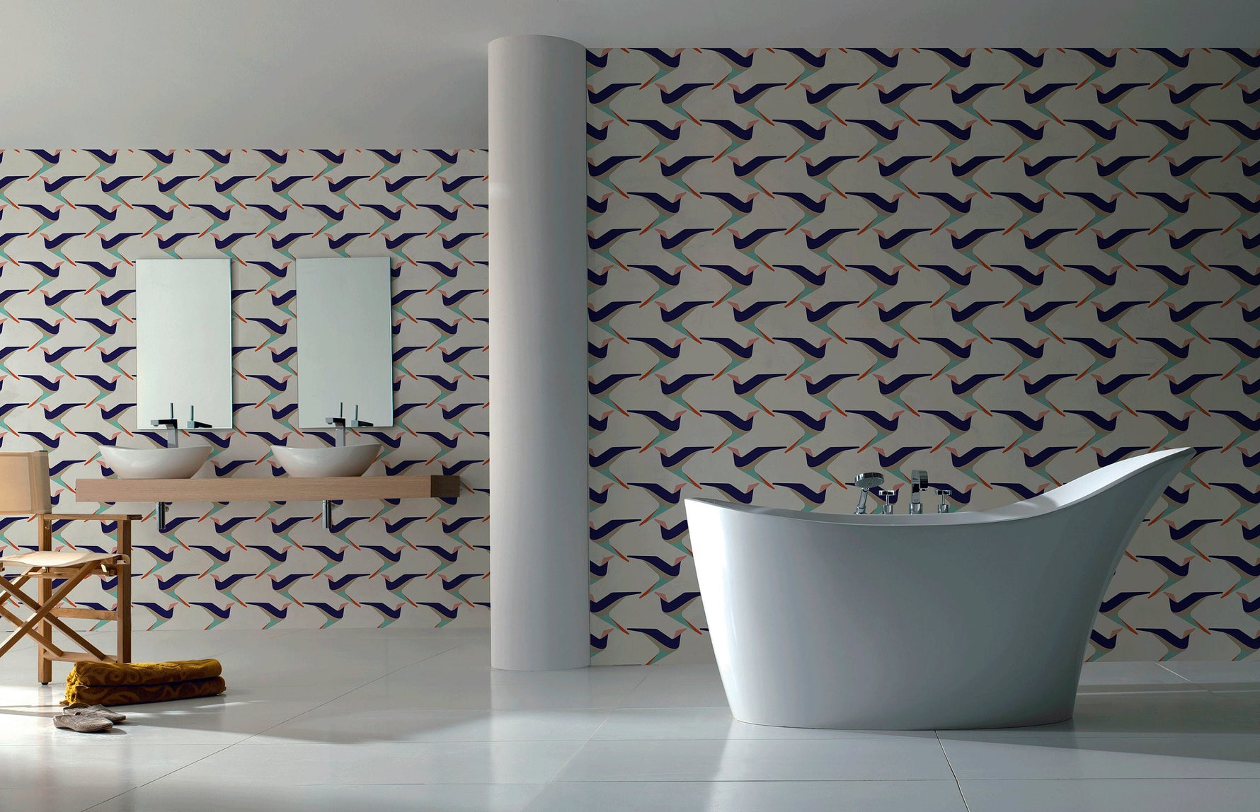 Removable Wallpaper Scandinavian Wallpaper Wallpaper Peel and Stick Wallpaper Flat Birds Wallpaper - B283