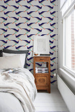 Removable Wallpaper Scandinavian Wallpaper Wallpaper Peel and Stick Wallpaper Flat Birds Wallpaper - B283