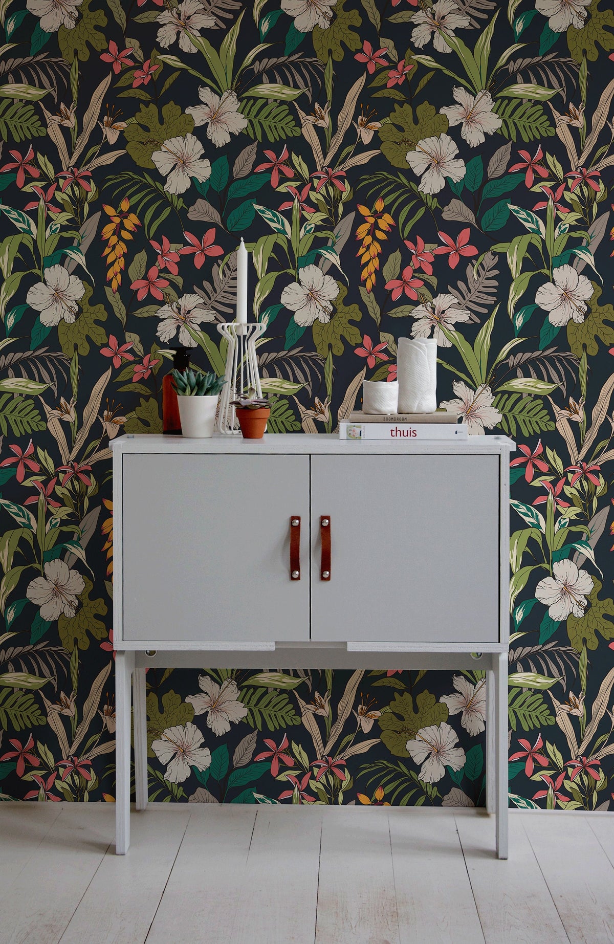 Hawaiian Flowers Wallpaper Removable Wallpaper Scandinavian Wallpaper Temporary Contemporary Wallpaper Peel and Stick Wallpaper - B284