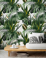 Wallpaper Removable Wallpaper Peel and Stick Wallpaper Wall Decor Home Decor Wall Art Room Decor / Botanical Leaves Wallpaper - B021