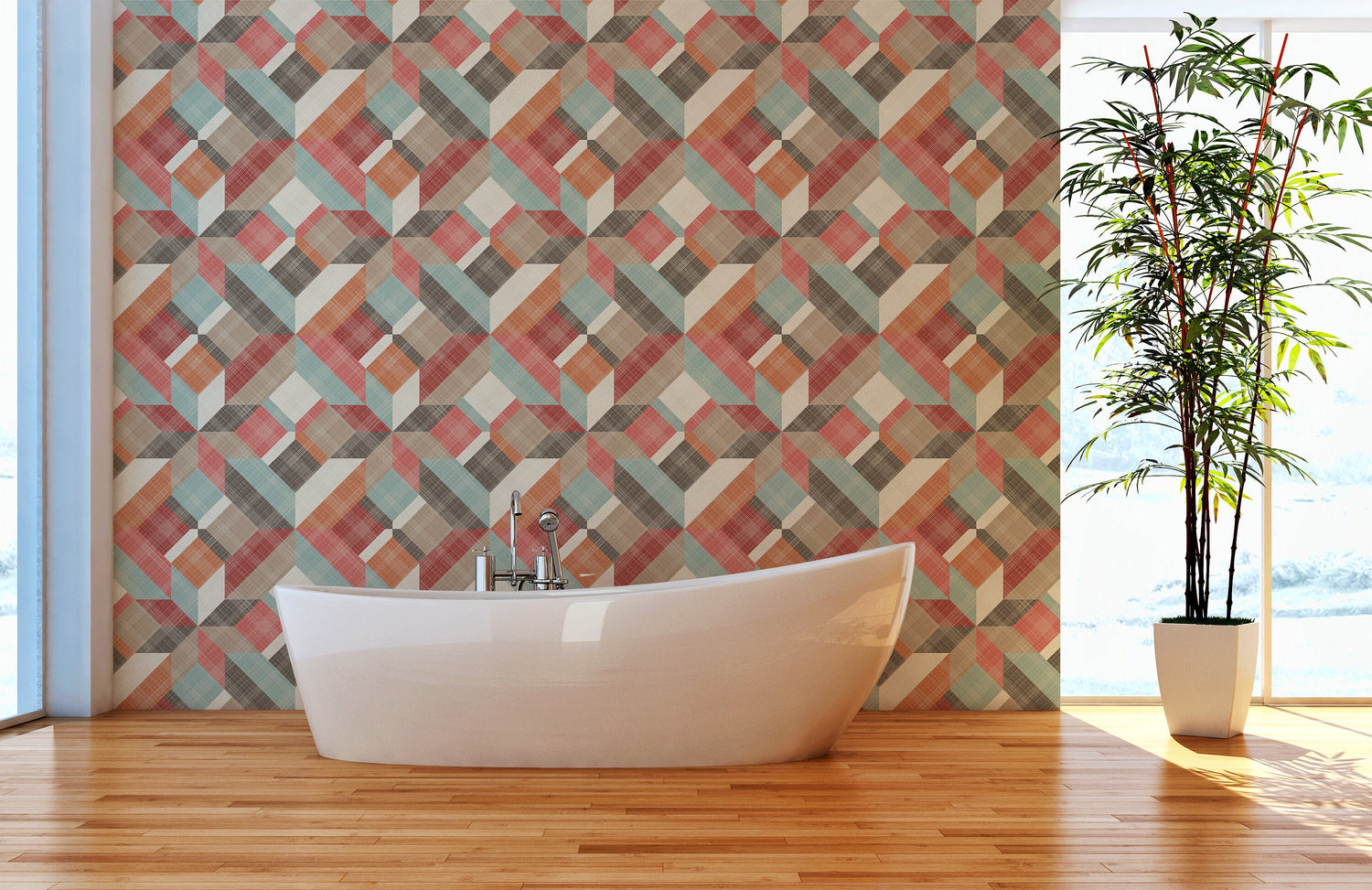 Removable Wallpaper Scandinavian Wallpaper Colorful Geometric Wallpaper Peel and Stick Wallpaper Wall Paper - B259