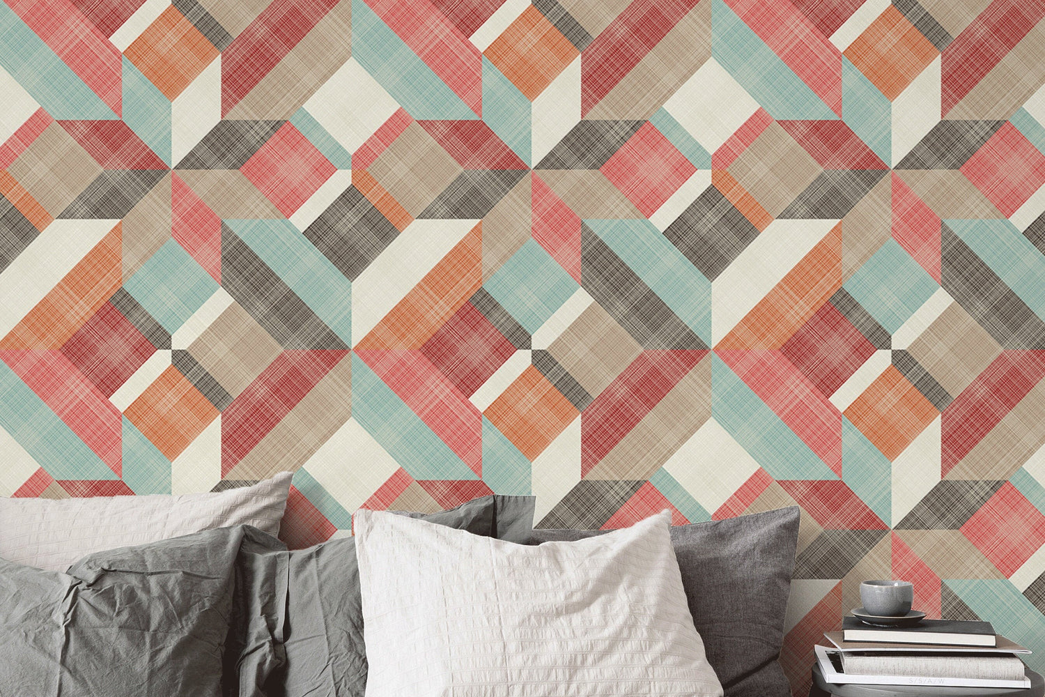 Removable Wallpaper Scandinavian Wallpaper Colorful Geometric Wallpaper Peel and Stick Wallpaper Wall Paper - B259