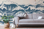 Removable Wallpaper Scandinavian Peaceful Wallpaper Waves Wallpaper Peel and Stick Wallpaper Wall Paper Mural - B256