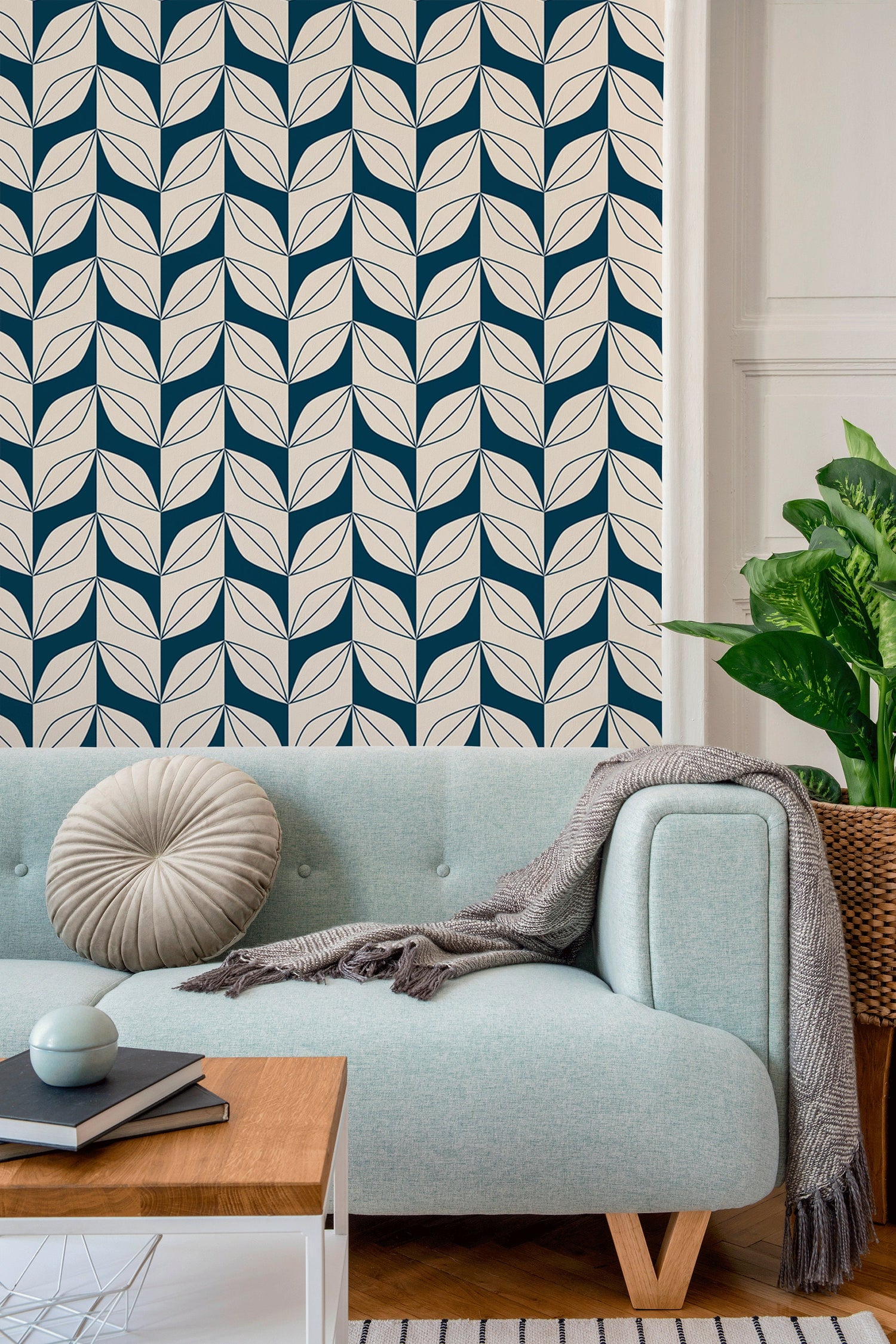 Geometric Retro Wallpaper, Removable Wallpaper, Geometric Pattern, Wall Paper Removable, Wallpaper - B442