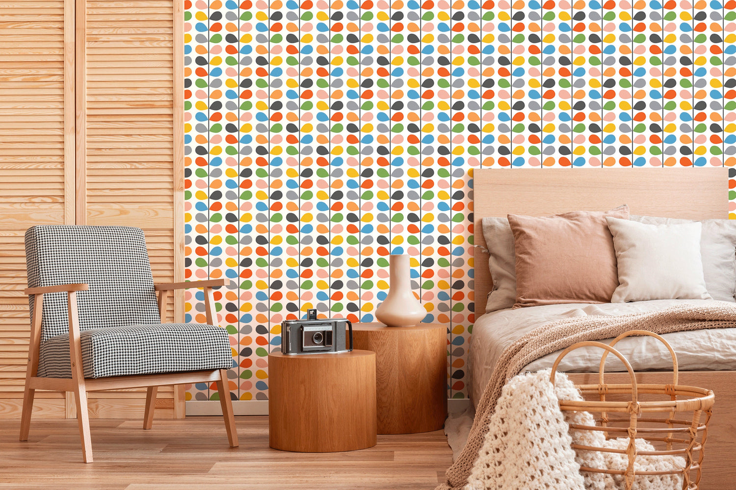 Geometric Retro Wallpaper, Removable Wallpaper, Geometric Pattern, Wall Paper Removable, Wallpaper - B451