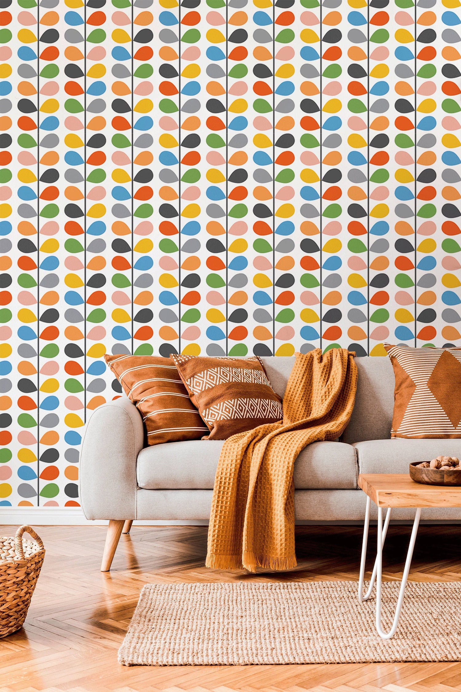 Geometric Retro Wallpaper, Removable Wallpaper, Geometric Pattern, Wall Paper Removable, Wallpaper - B451