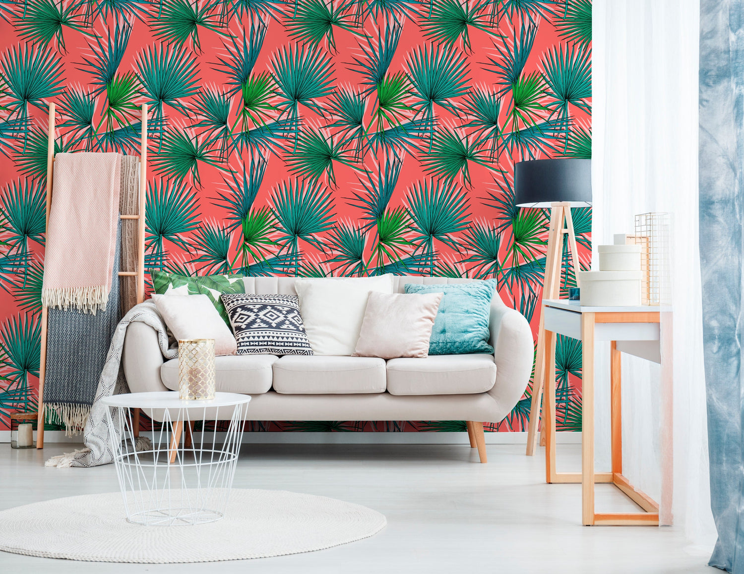 Wallpaper Peel and Stick Wallpaper Removable Wallpaper Home Decor Wall Art Wall Decor Room Decor / Tropical Leaves Wallpaper - B548