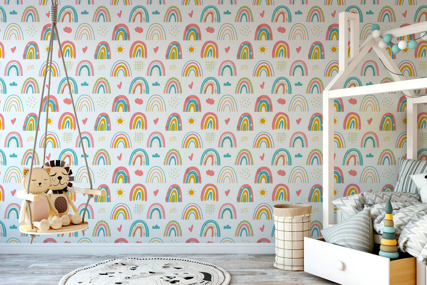 Removable Wallpaper Scandinavian Wallpaper Temporary Wallpaper Peel and Stick Wallpaper Colorful Wall Paper Mural - B487