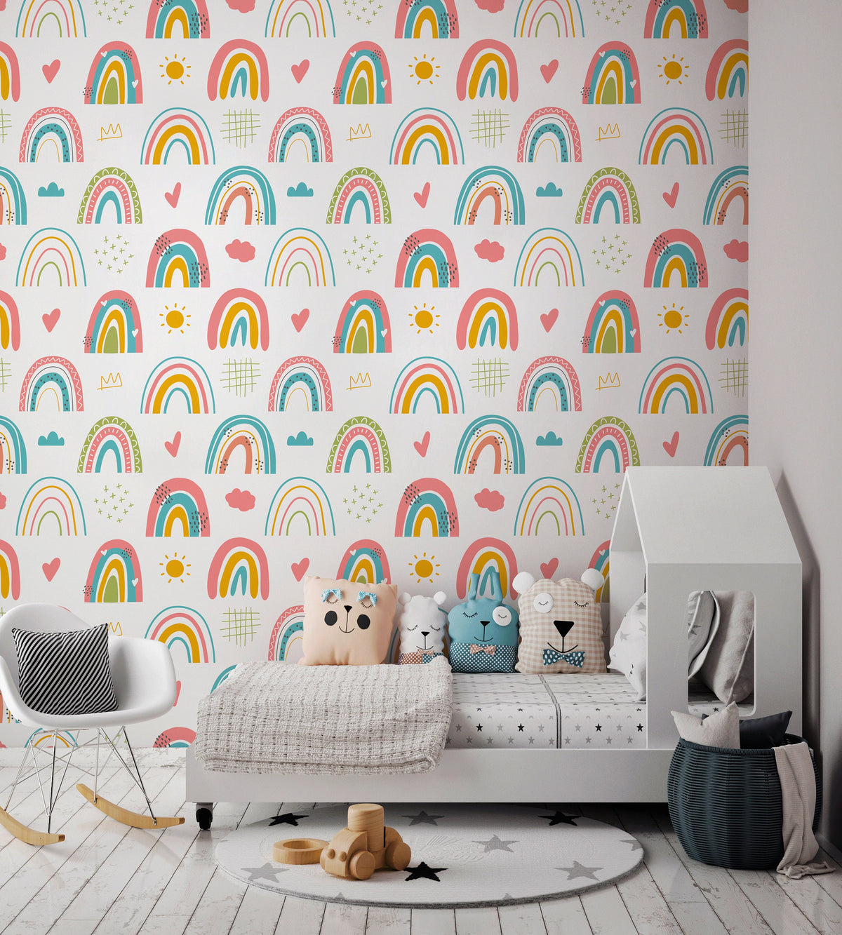 Removable Wallpaper Scandinavian Wallpaper Temporary Wallpaper Peel and Stick Wallpaper Colorful Wall Paper Mural - B487