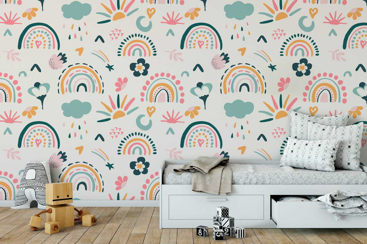 Peel and Stick Wallpaper Removable Wallpaper Scandinavian Wallpaper Temporary Wallpaper Kids Wallpaper Wall Mural - B488