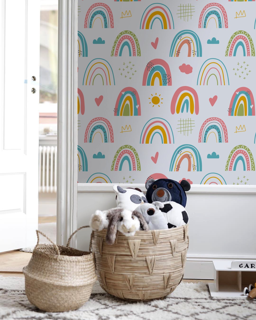 Removable Wallpaper Scandinavian Wallpaper Temporary Wallpaper Peel and Stick Wallpaper Colorful Wall Paper Mural - B487