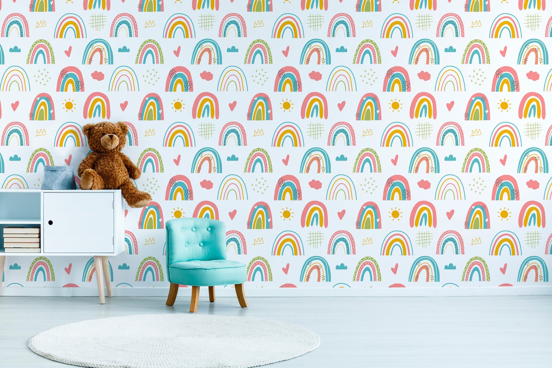 Removable Wallpaper Scandinavian Wallpaper Temporary Wallpaper Peel and Stick Wallpaper Colorful Wall Paper Mural - B487