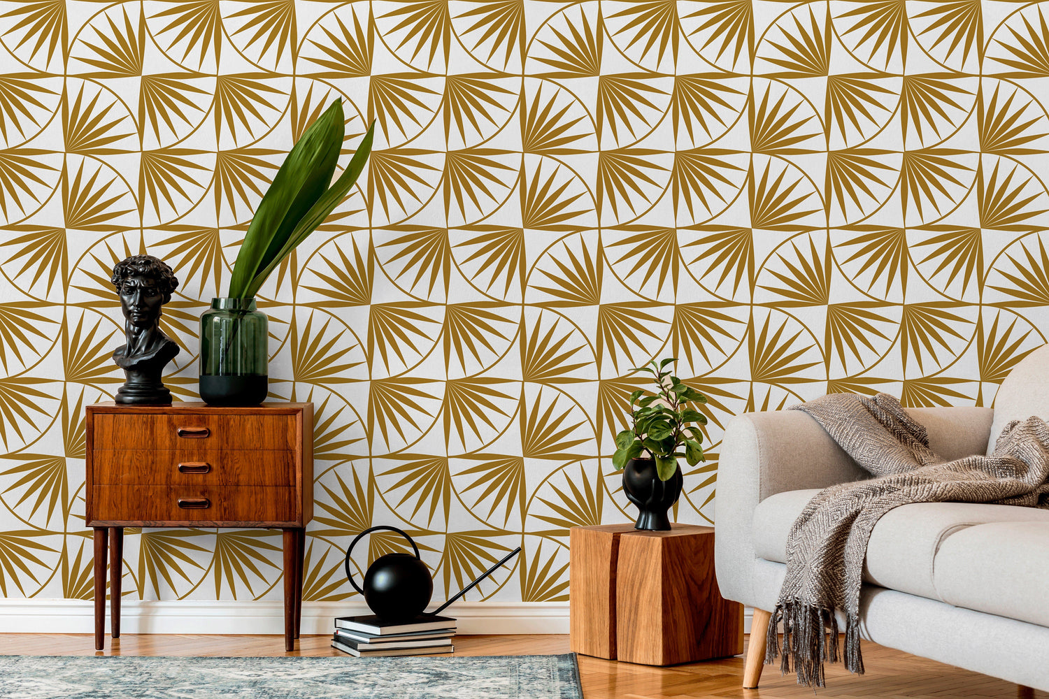 Geometric Fan Foliage Wallpaper - B942