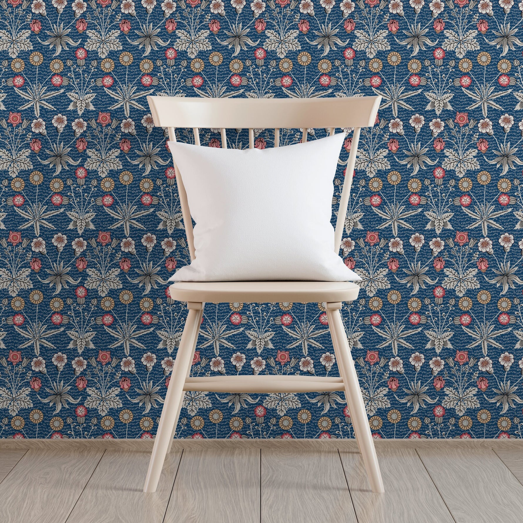 Floral Denim Charm Wallpaper - B922