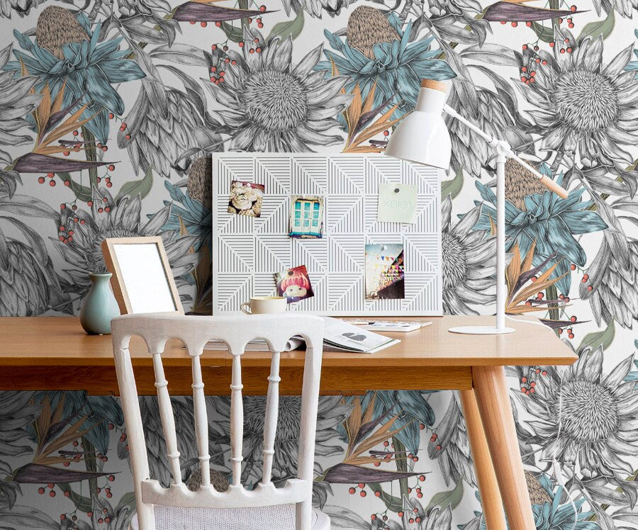 Removable Wallpaper Floral Wall Mural Temporary Wallpaper Nursery Wallpaper Wall Decor Wall Paper Removable Peel and Stick Wallpaper -C002