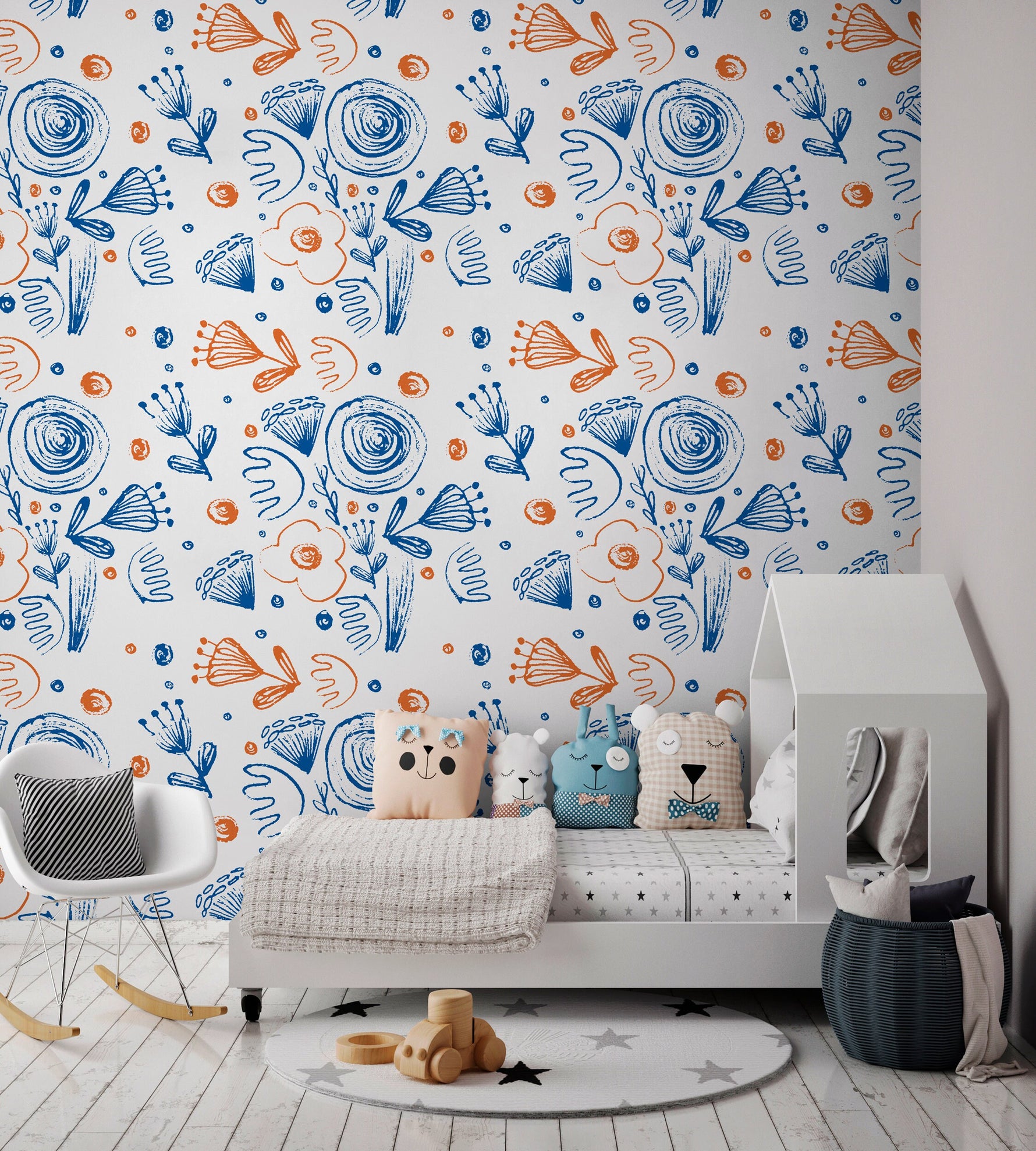 Wallpaper Peel and Stick Wallpaper Removable Wallpaper Home Decor Wall Art Wall Decor Room Decor / Cute Floral Wallpaper -B943