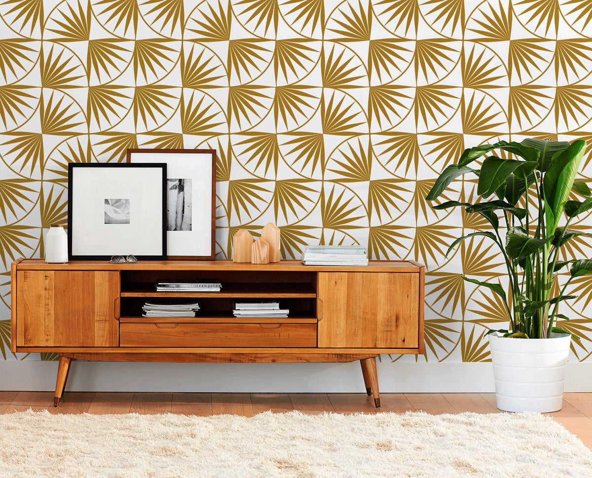 Geometric Fan Foliage Wallpaper - B942