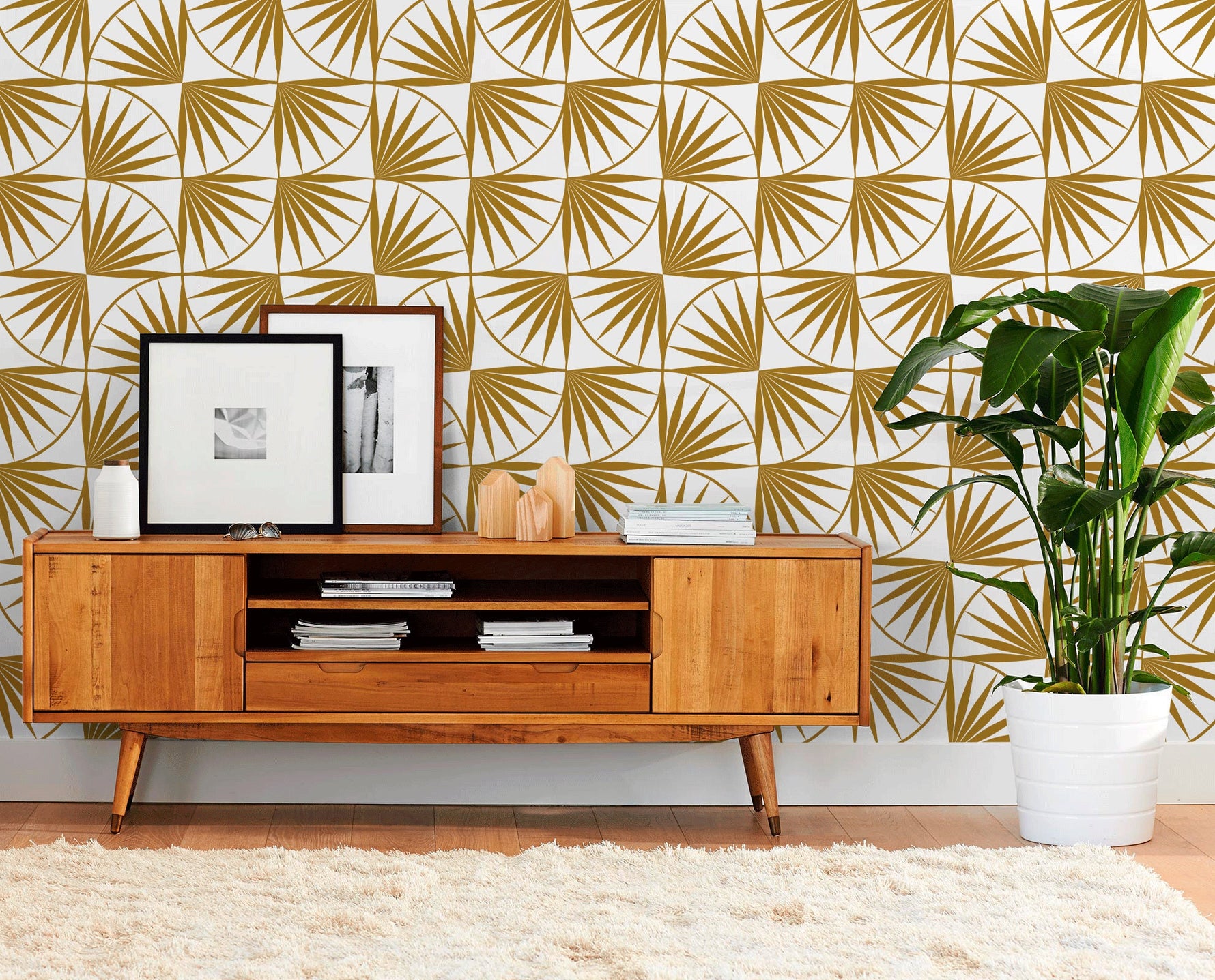 Geometric Fan Foliage Wallpaper - B942