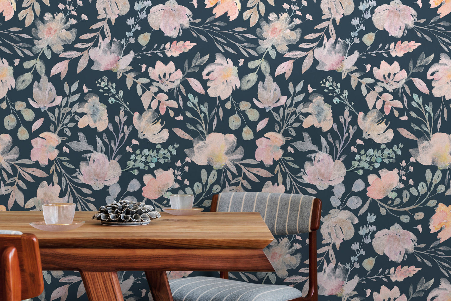 Removable Wallpaper Floral Wall Mural Temporary Wallpaper Nursery Wallpaper Wall Decor Wall Paper Removable Peel and Stick Wallpaper -C034