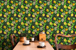 Wallpaper Peel and Stick Wallpaper Removable Wallpaper Home Decor Wall Decor Room Decor / Tropical Floral Lemon Wallpaper - B529