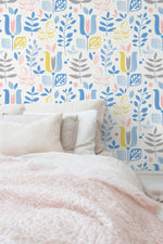 Wall Decor Wallpaper Peel and Stick Wallpaper Removable Wallpaper Home Decor Room Decor / Pastel Color Leaves Scandinavian Wallpaper - B384