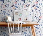 Removable Wallpaper, Scandinavian Wallpaper, Temporary Wallpaper, Peel and Stick Wallpaper, Wall Paper, Butterfly and Flowers - B530