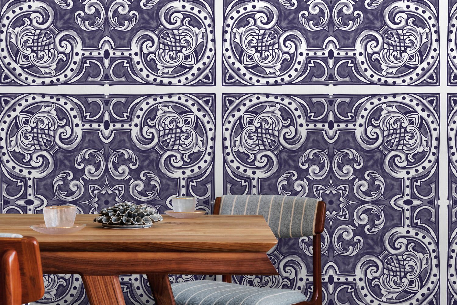 Removable Wallpaper Scandinavian Wallpaper Temporary Wallpaper Vintage Tile Wallpaper Peel and Stick Wallpaper Wall Paper - B142