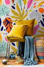 Removable Wallpaper Scandinavian Wallpaper Abstract Wallpaper Peel and Stick Wallpaper Wall Paper Tropical Leaves- B196