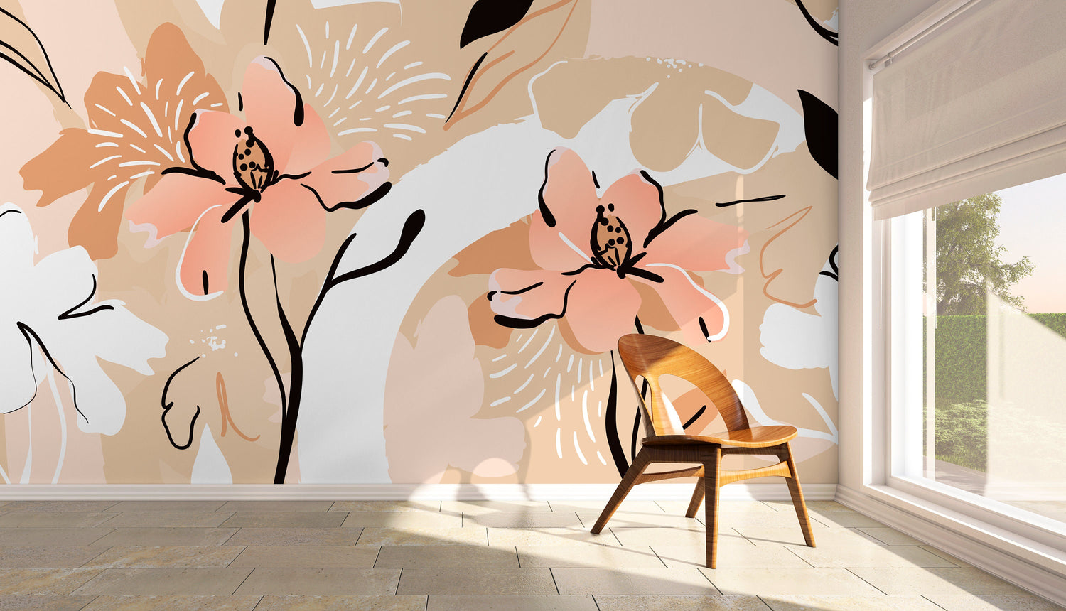 Removable Wallpaper Scandinavian Wallpaper Abstract Wallpaper Peel and Stick Wallpaper Wall Paper Tropical Leaves- C122