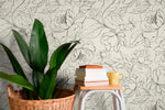 Elegant Floral Line Art Wallpaper - C153