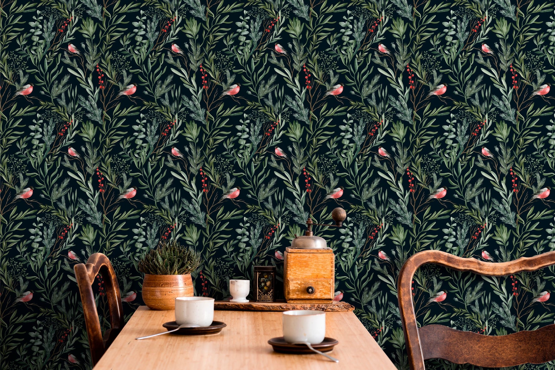 Wallpaper Peel and Stick Wallpaper Removable Wallpaper Home Decor Wall Art Wall Decor Room Decor/ Botanical Chinoiserie Bird Wallpaper -C253