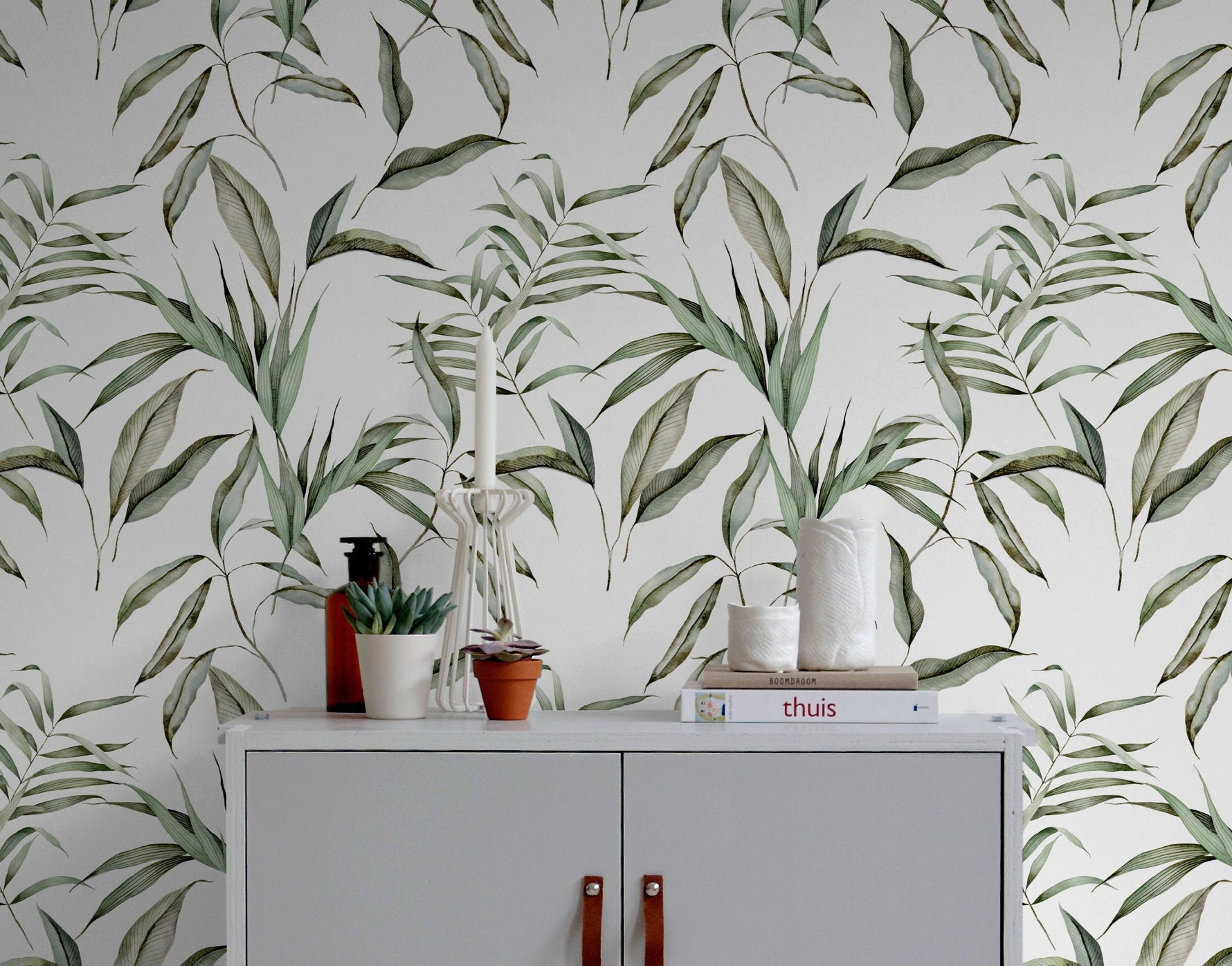 Wallpaper Peel and Stick Wallpaper Removable Wallpaper Home Decor WallArt Wall Decor Room Decor / Tropical Botanical Leaves Wallpaper - C271