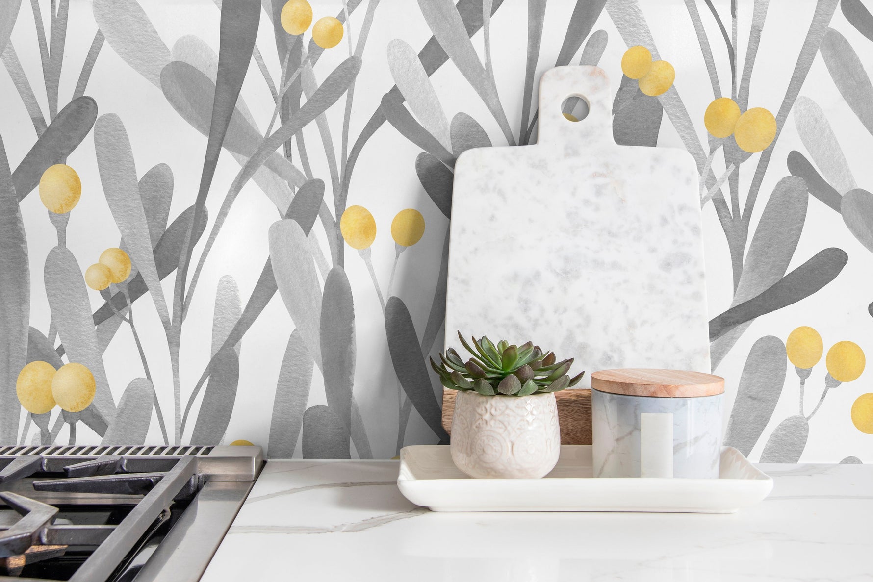 Removable Wallpaper, Scandinavian Wallpaper, Temporary Wallpaper, Floral Wallpaper, Peel and Stick Wallpaper, Wall Paper, Boho - X062