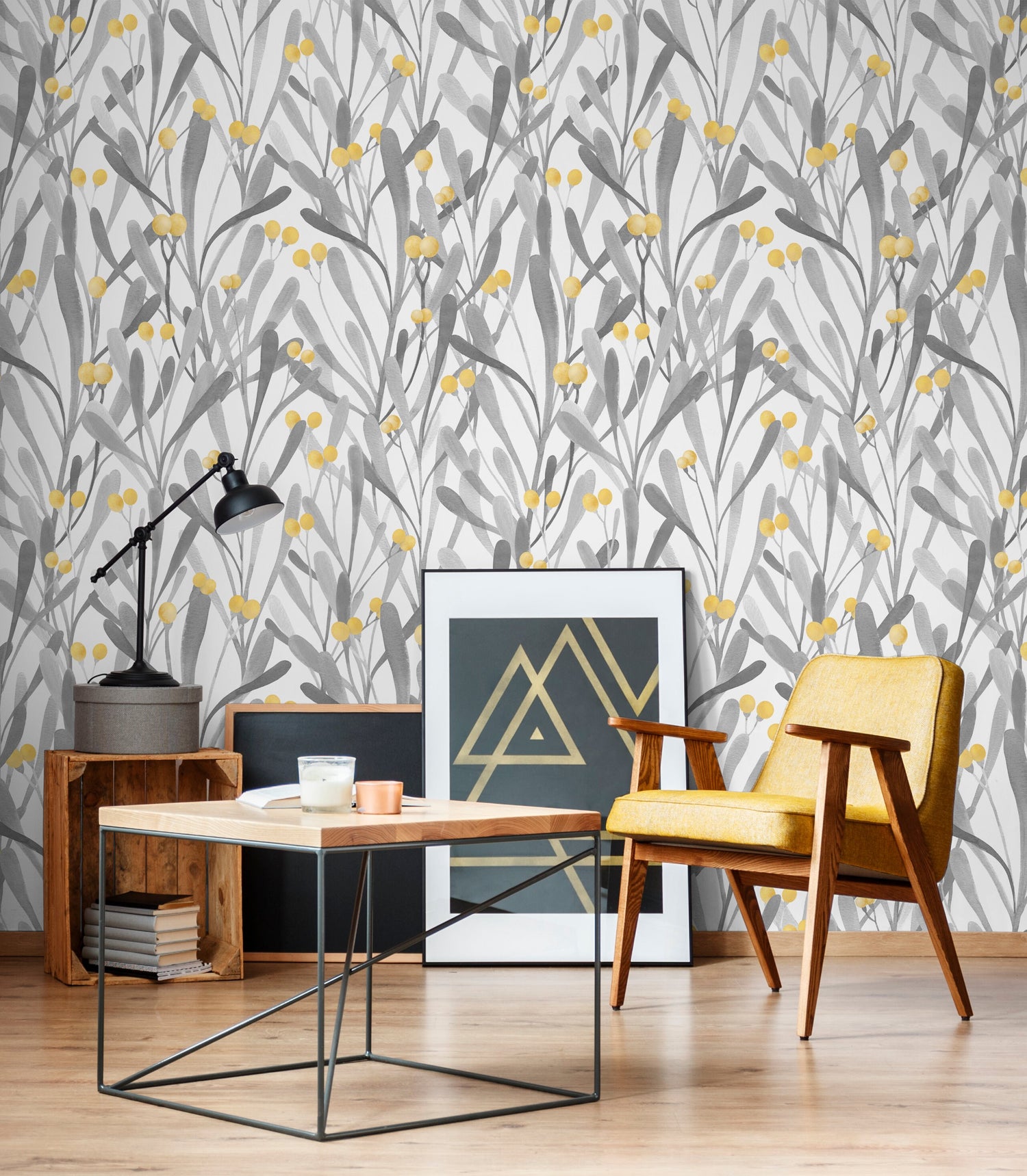 Removable Wallpaper, Scandinavian Wallpaper, Temporary Wallpaper, Floral Wallpaper, Peel and Stick Wallpaper, Wall Paper, Boho - X062