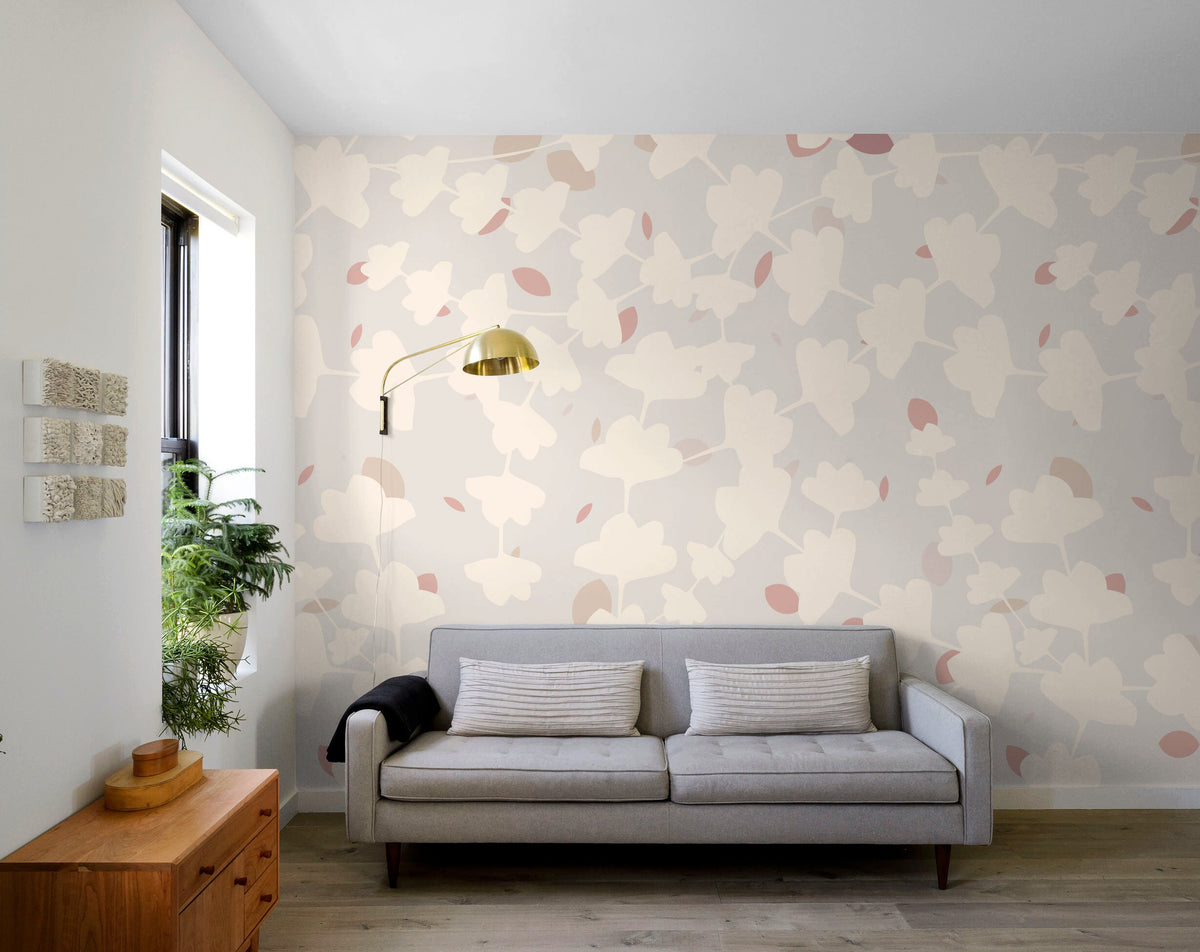 Removable Wallpaper, Scandinavian Wallpaper, Temporary Wallpaper, Minimalistic Wallpaper, Peel and Stick Wallpaper, Leaf Wallpaper - X064