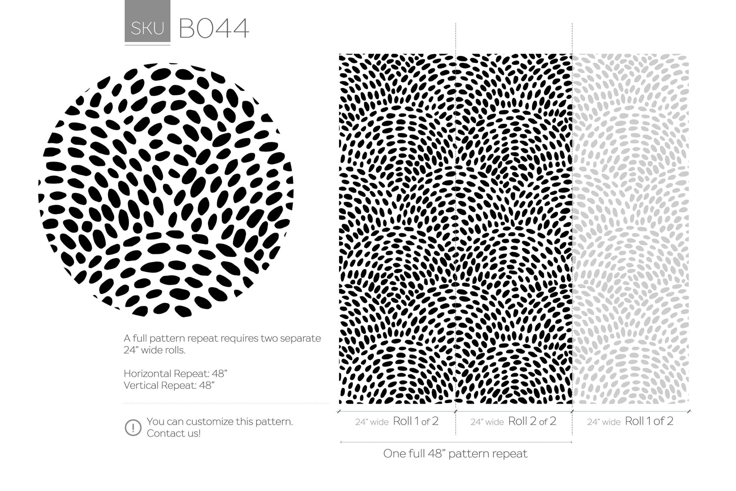 Removable Wallpaper Scandinavian Wallpaper Black Circle Dots Wallpaper Peel and Stick Wallpaper Wall Paper - B044