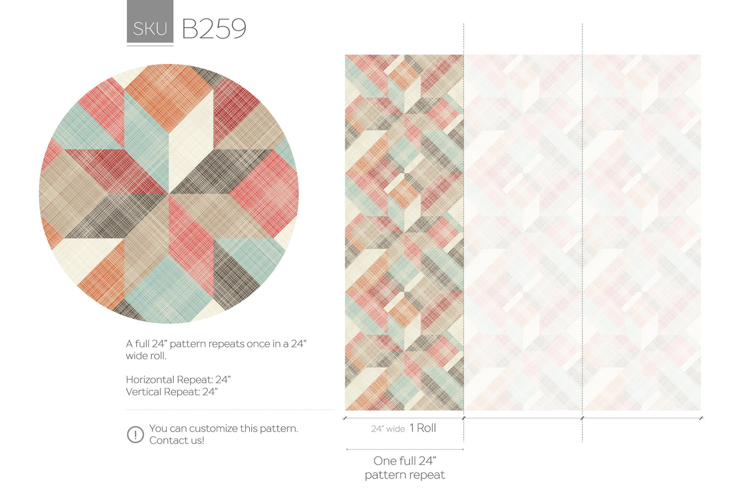 Removable Wallpaper Scandinavian Wallpaper Colorful Geometric Wallpaper Peel and Stick Wallpaper Wall Paper - B259